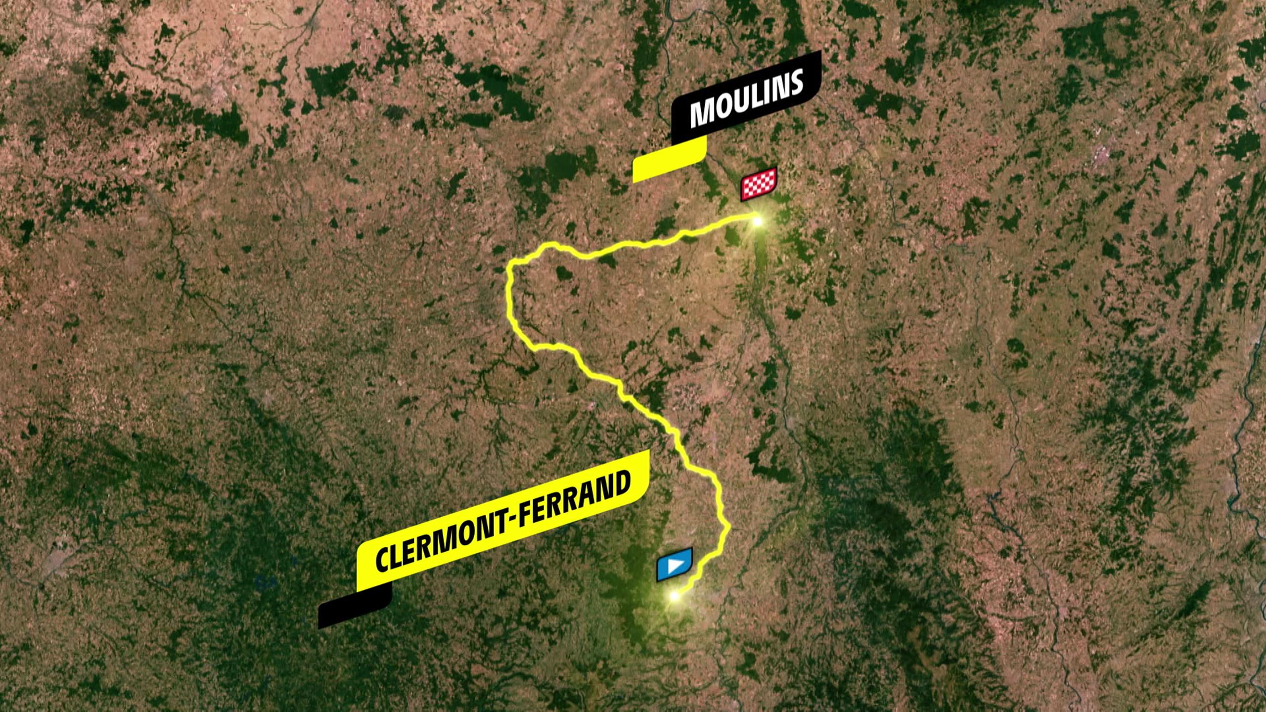 Tappa 11: Clermont Ferrand-Moulins, il percorso in 3D