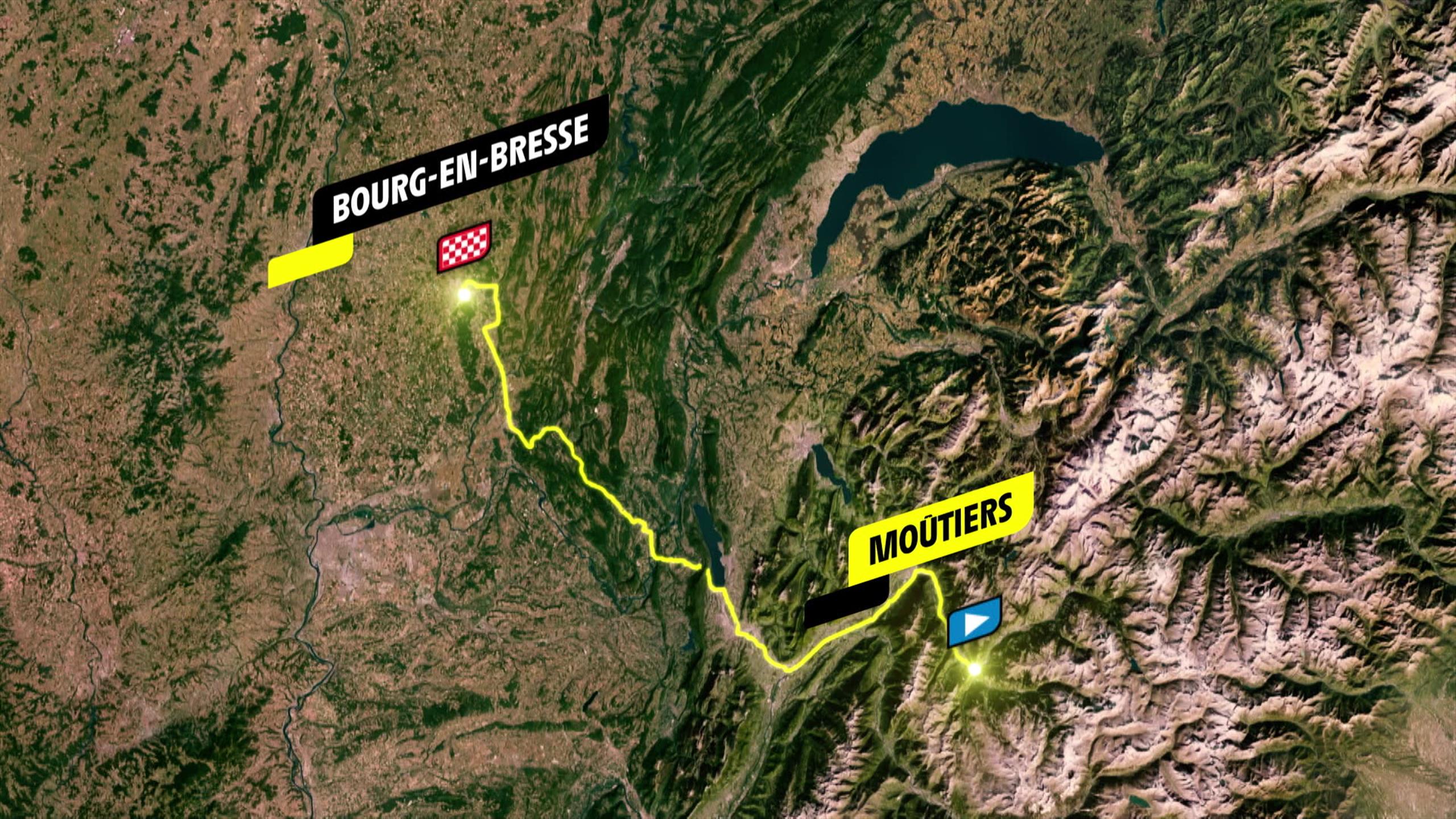 Tappa 18: Moûtiers-Bourg en Bresse, il percorso in 3D